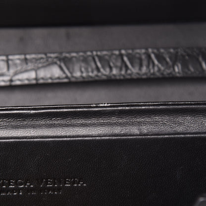Bottega Veneta Calfskin Crocodile Embossed Daisey Box Clutch Black 10 of 10