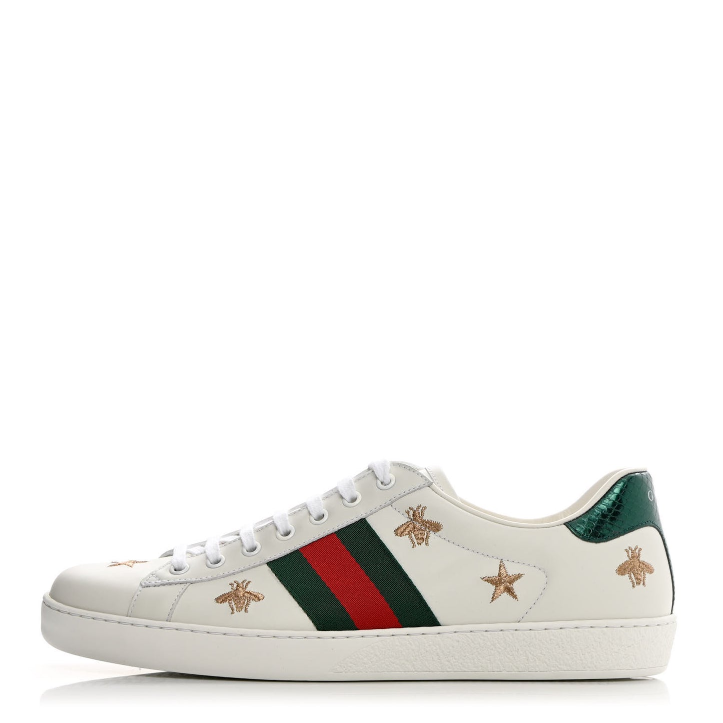 Calfskin Ayers Web Bee Star Embroidered Mens Ace Sneakers 10 White Green