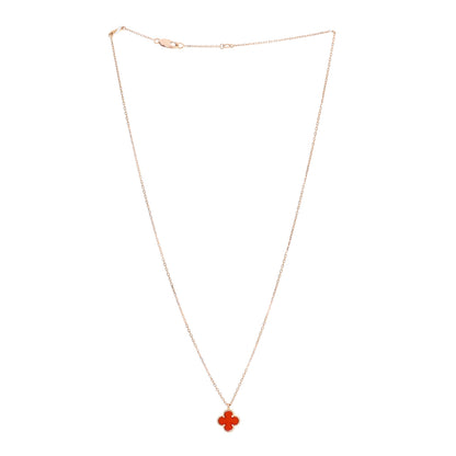 Van Cleef & Arpels 18K Rose Gold Carnelian Sweet Alhambra Pendant Necklace 3 of 6