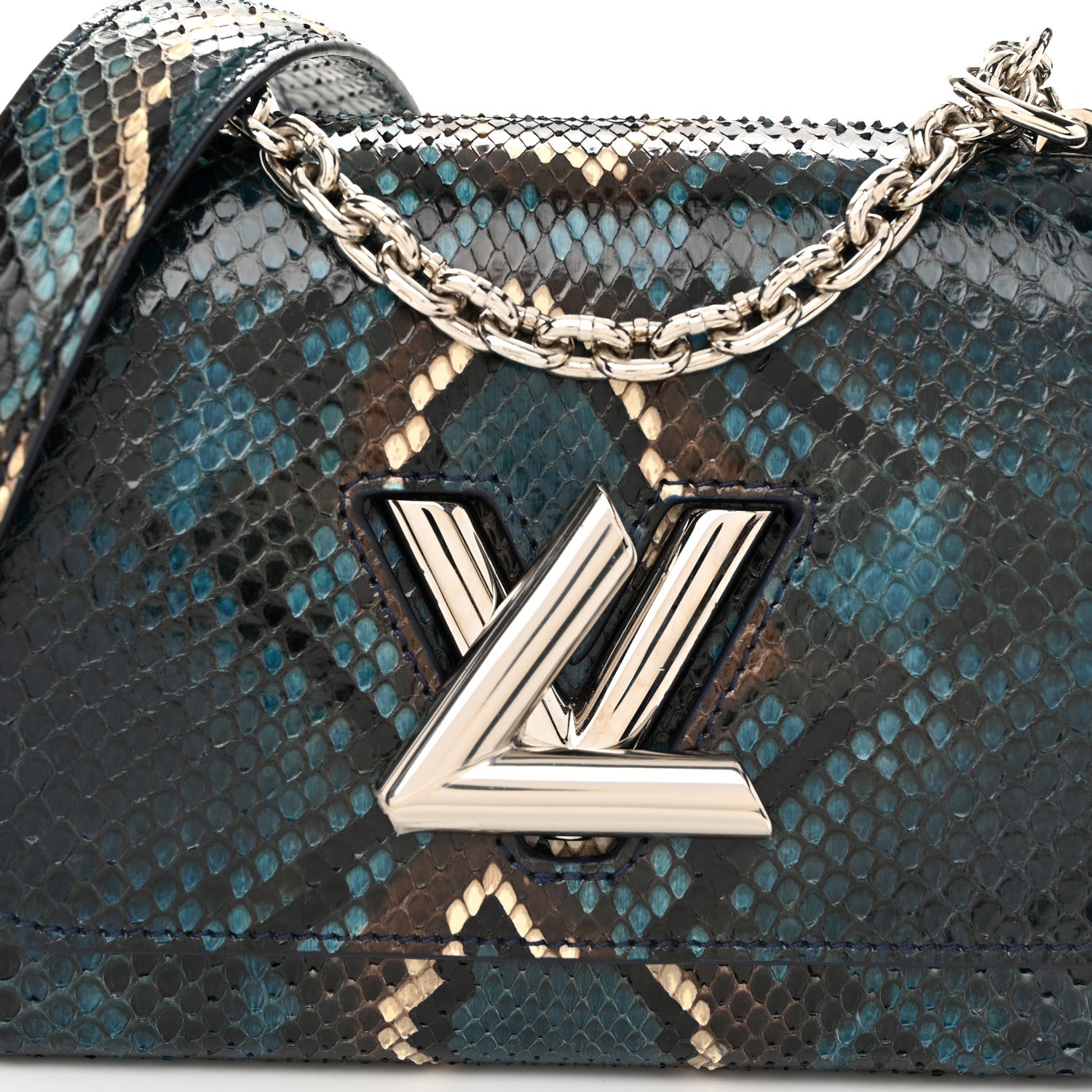 Louis Vuitton Snakeskin Twist Shoulder Bag PM Blue Multicolor 8 of 11