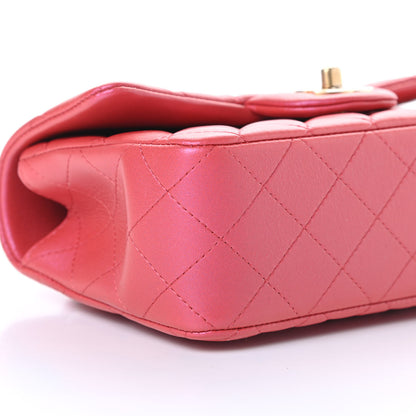 Chanel Iridescent Lambskin Quilted Mini Top Handle Rectangular Flap Red 9 of 11