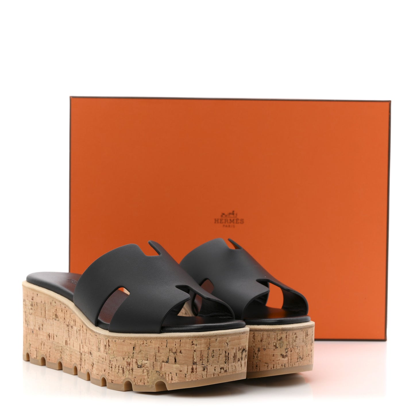 Calfskin Cork Eze 30 Sandals 38 Black