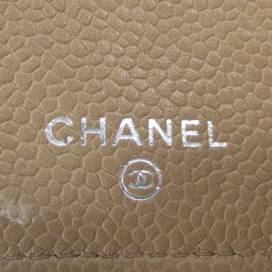 Caviar Quilted Wallet Beige