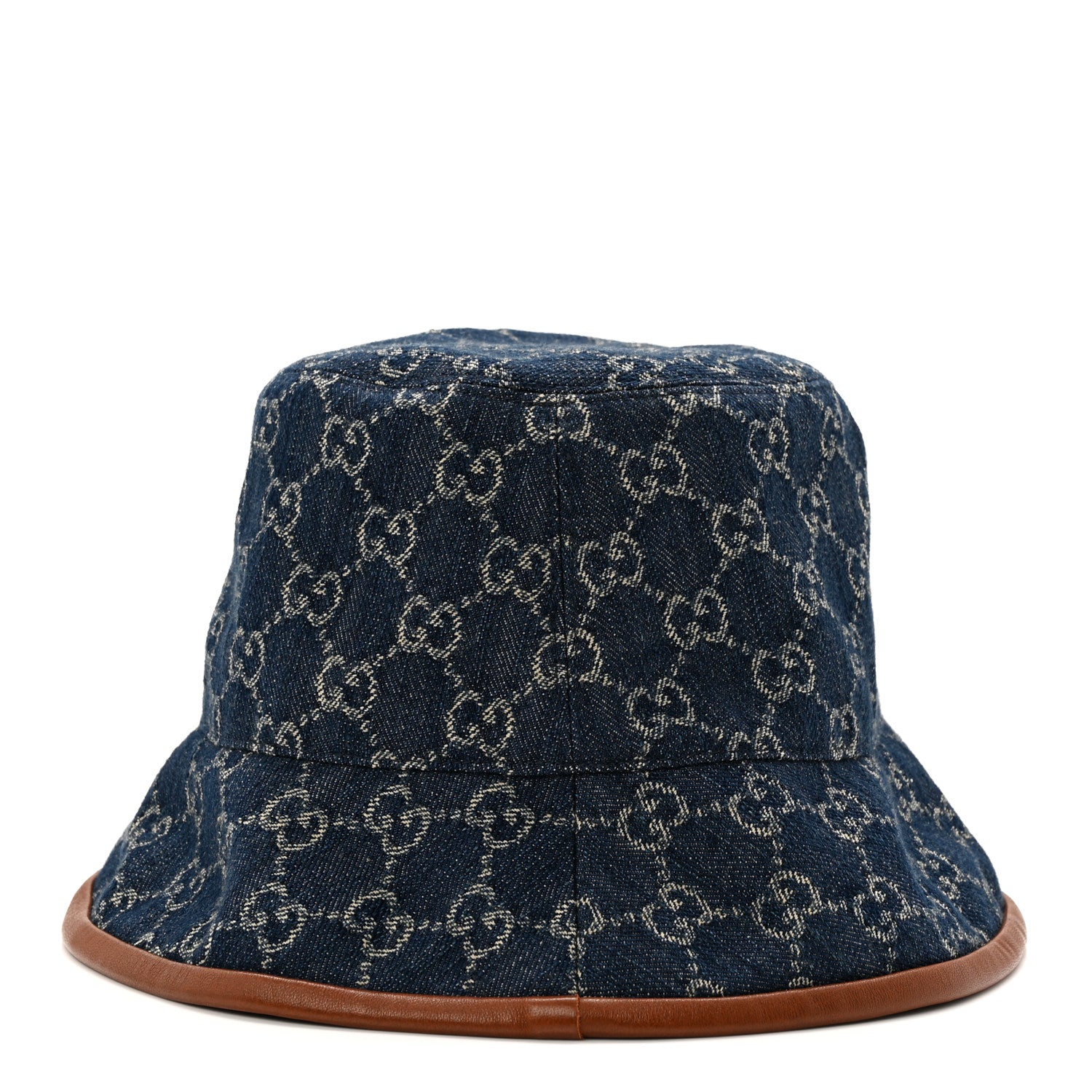 Gucci Washed Jacquard Denim Nappa GG Monogram Oscar Bucket Hat L Denim Cuir 3 of 9