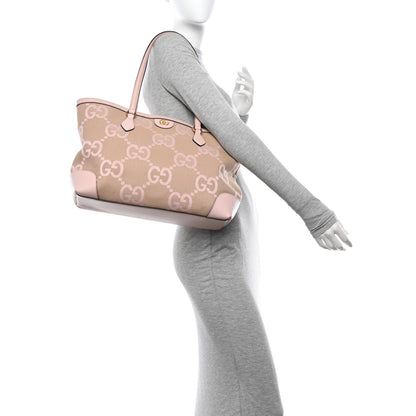 Gucci Monogram Jumbo GG Textured Dollar Calfskin Medium Ophidia Shopping Tote Beige Perfect Pink 2 of 10