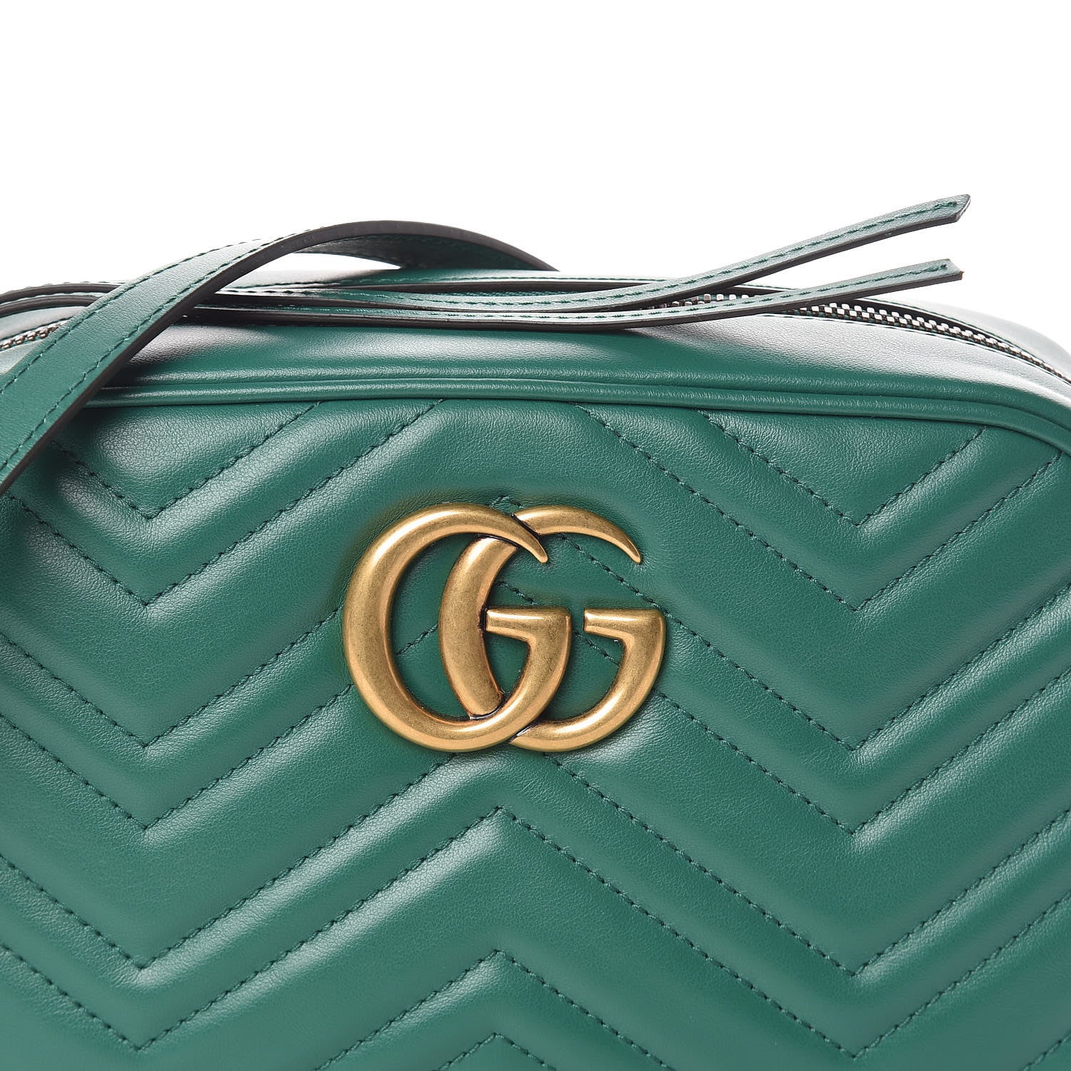 Gucci Calfskin Matelasse Small GG Marmont Chain Shoulder Bag Emerald Green 8 of 10