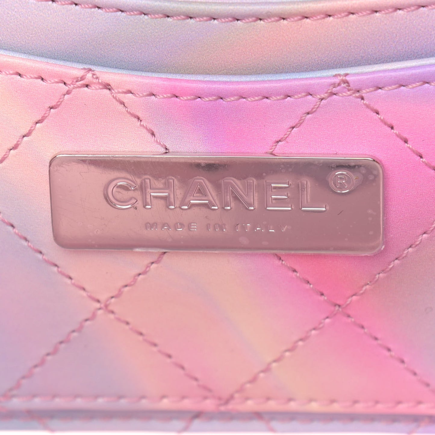PVC Patent Calfskin Patent Lambskin Small CC Vanity Case Pink