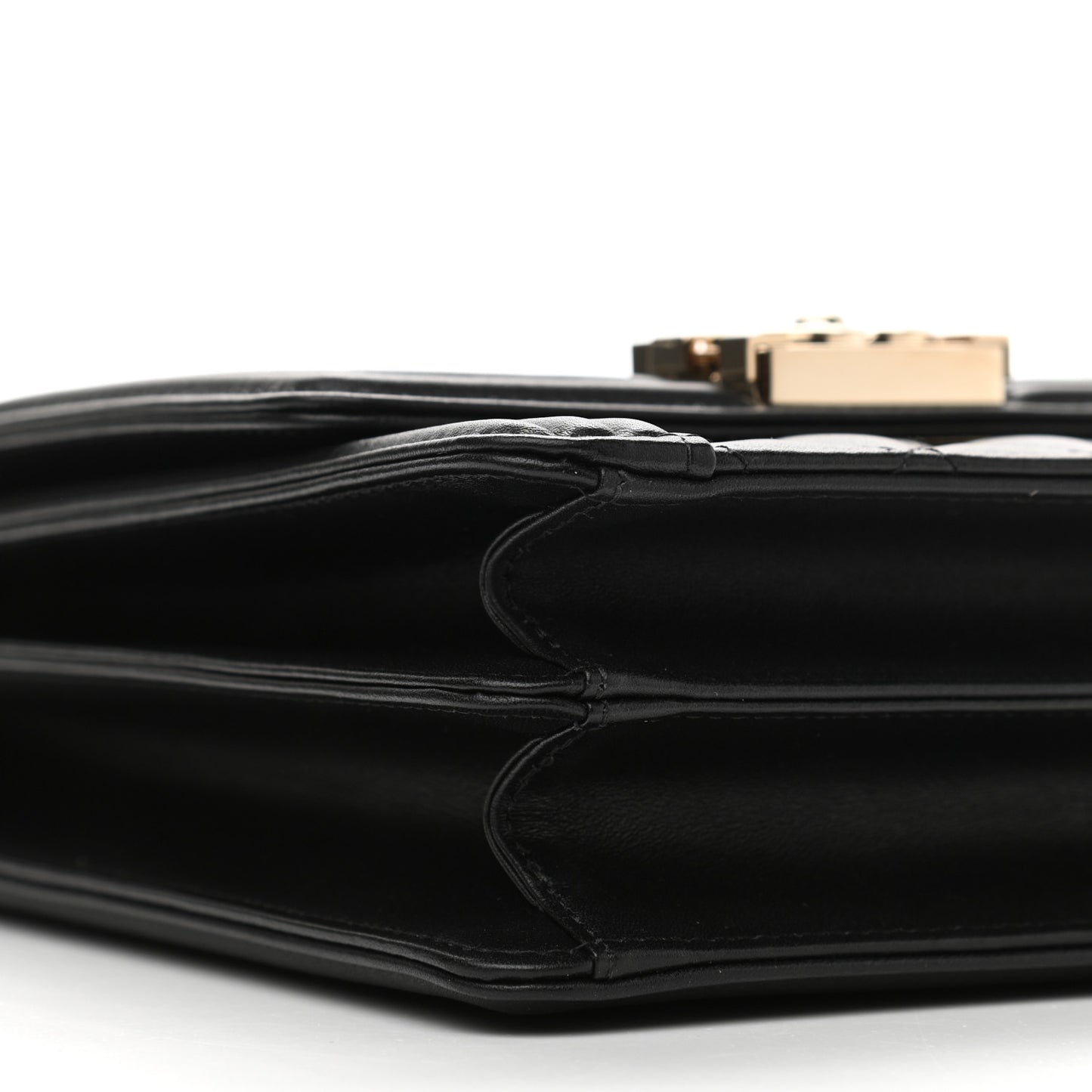 Calfskin Quilted North South Boy Flap Black
