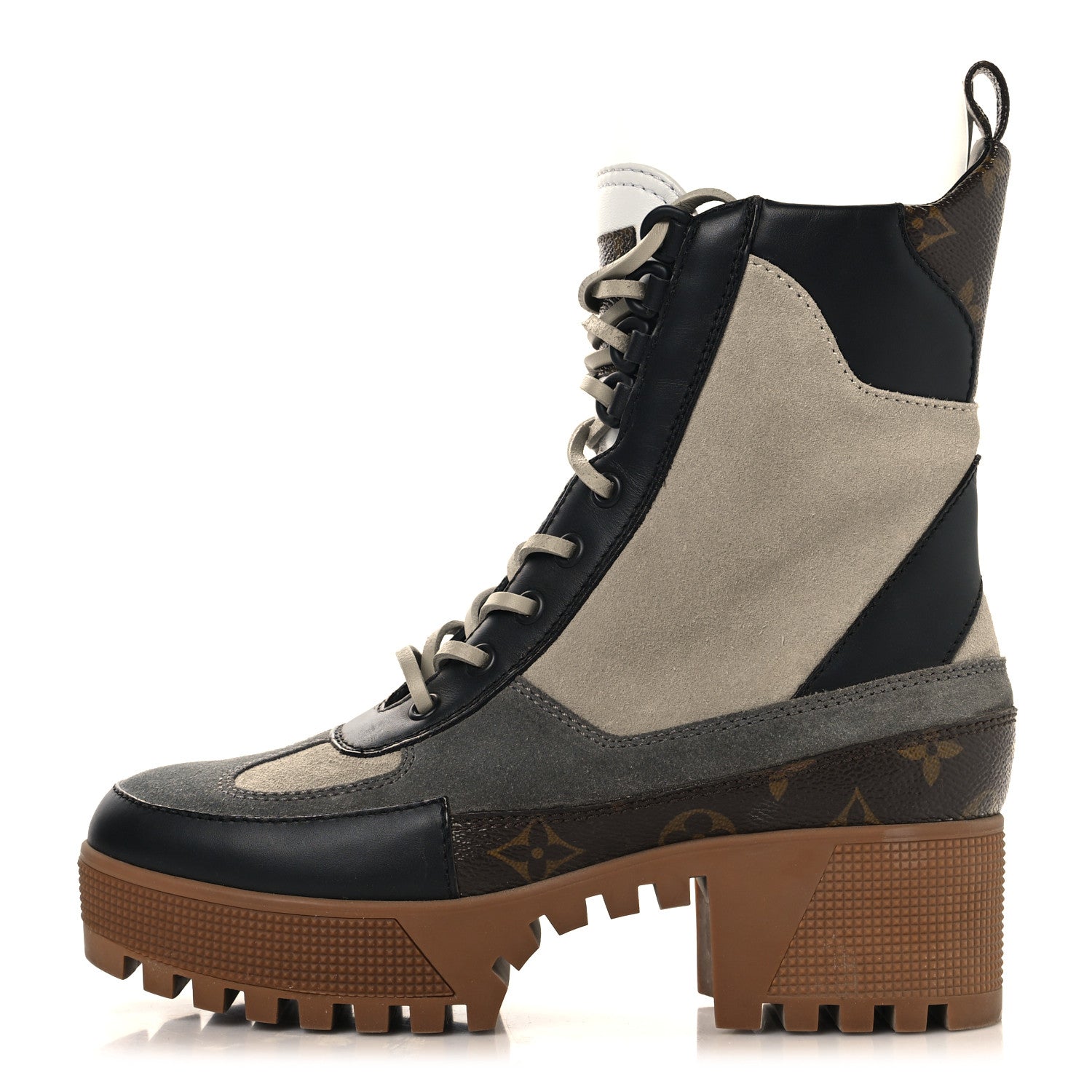 Louis Vuitton Suede Calfskin Monogram Laureate Platform Desert Boots 37 Grey 1 of 10