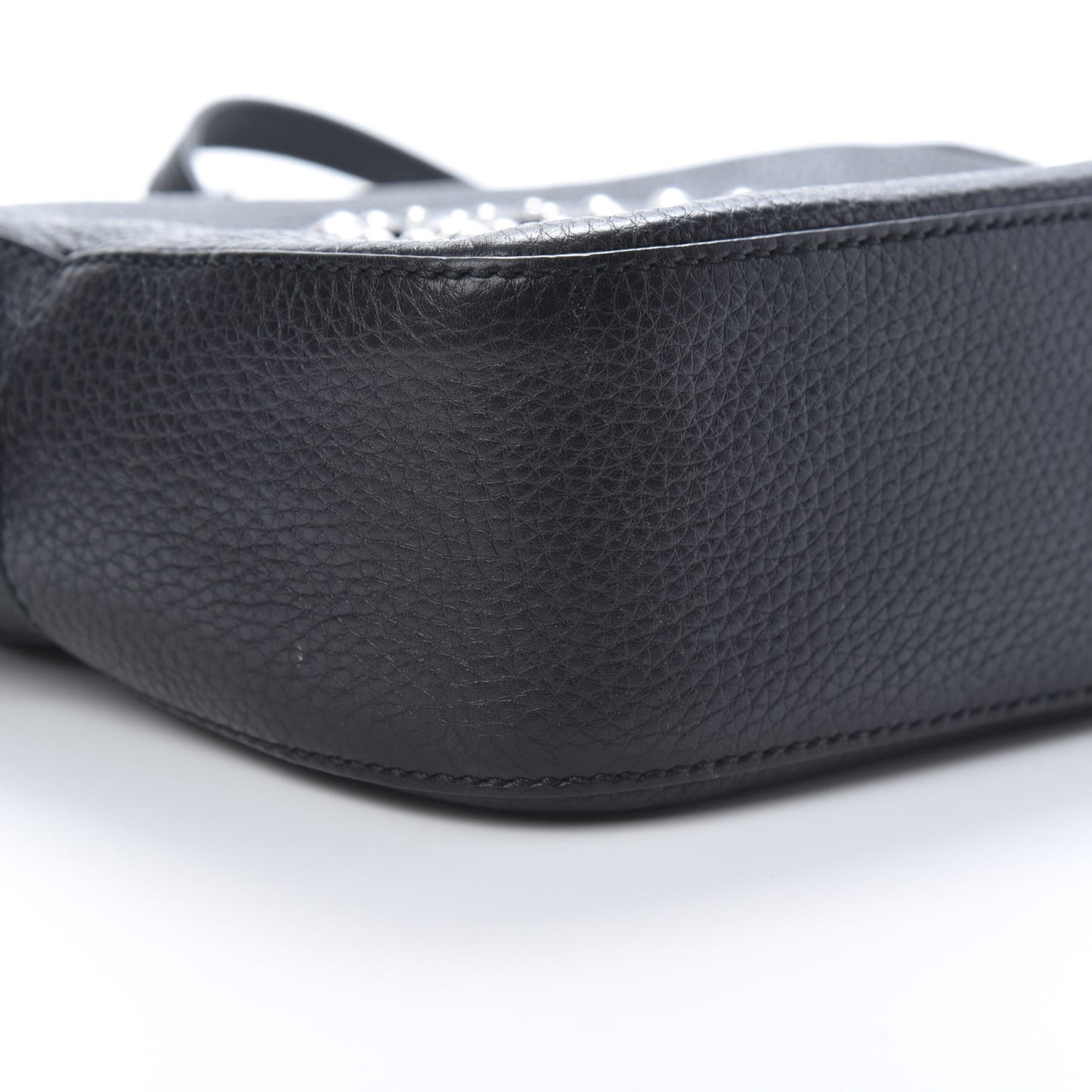 Pebbled Calfskin Studded Small Soho Disco Bag Black