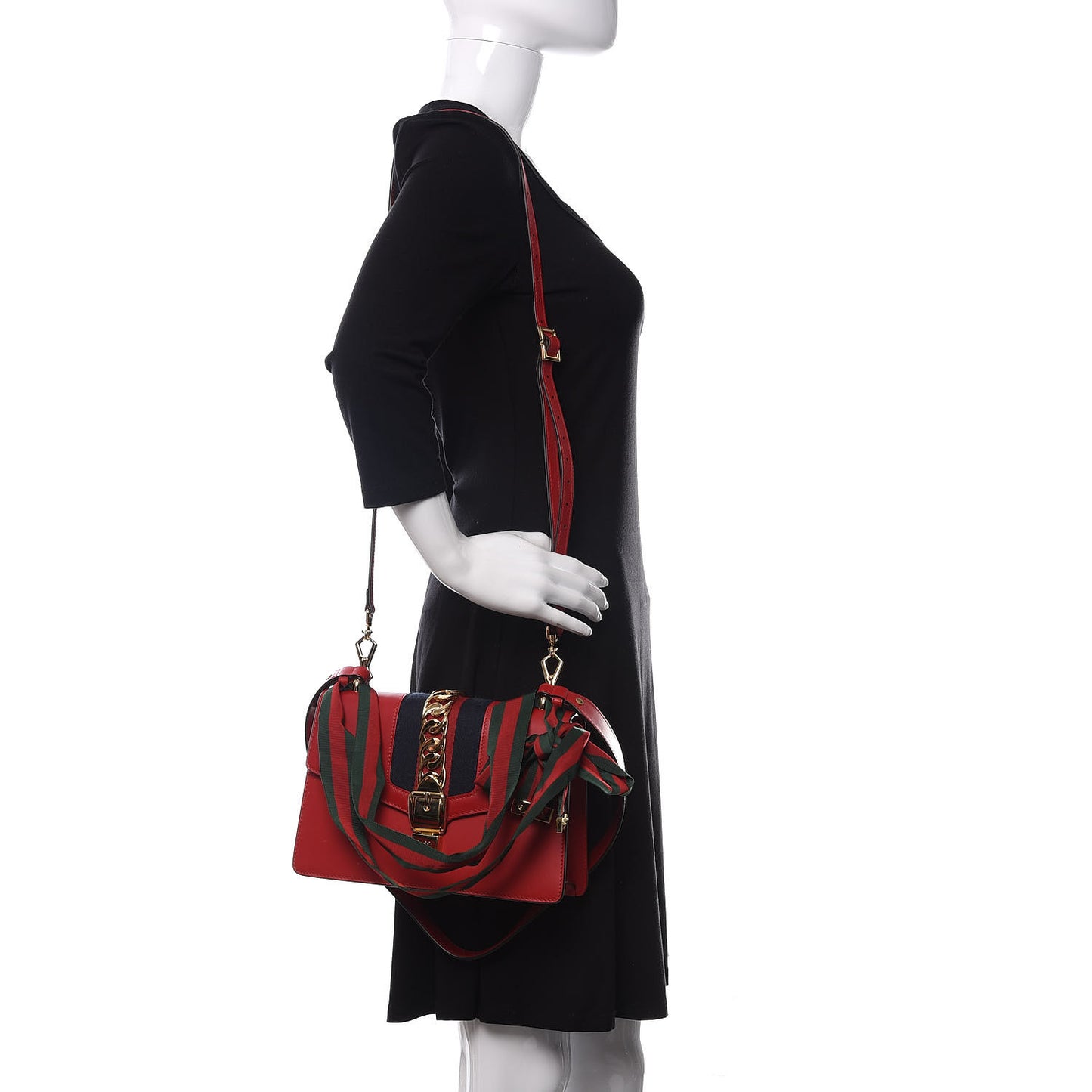 Calfskin Small Sylvie Shoulder Bag Hibiscus Red