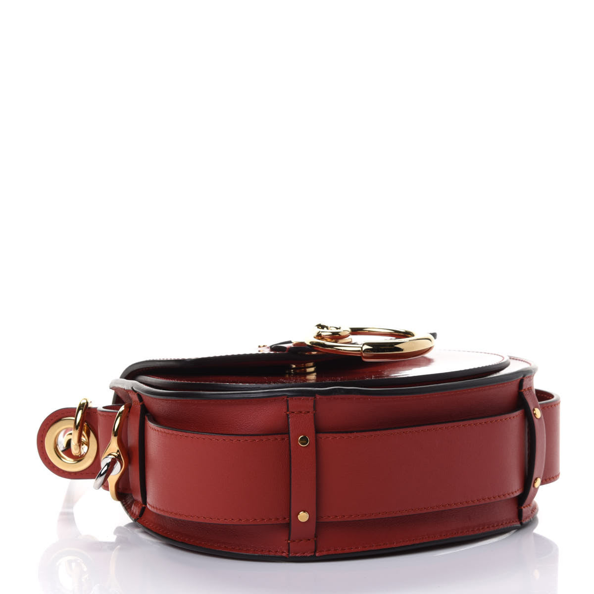 Patent Calfskin Suede Small Tess Bag Earthy Red