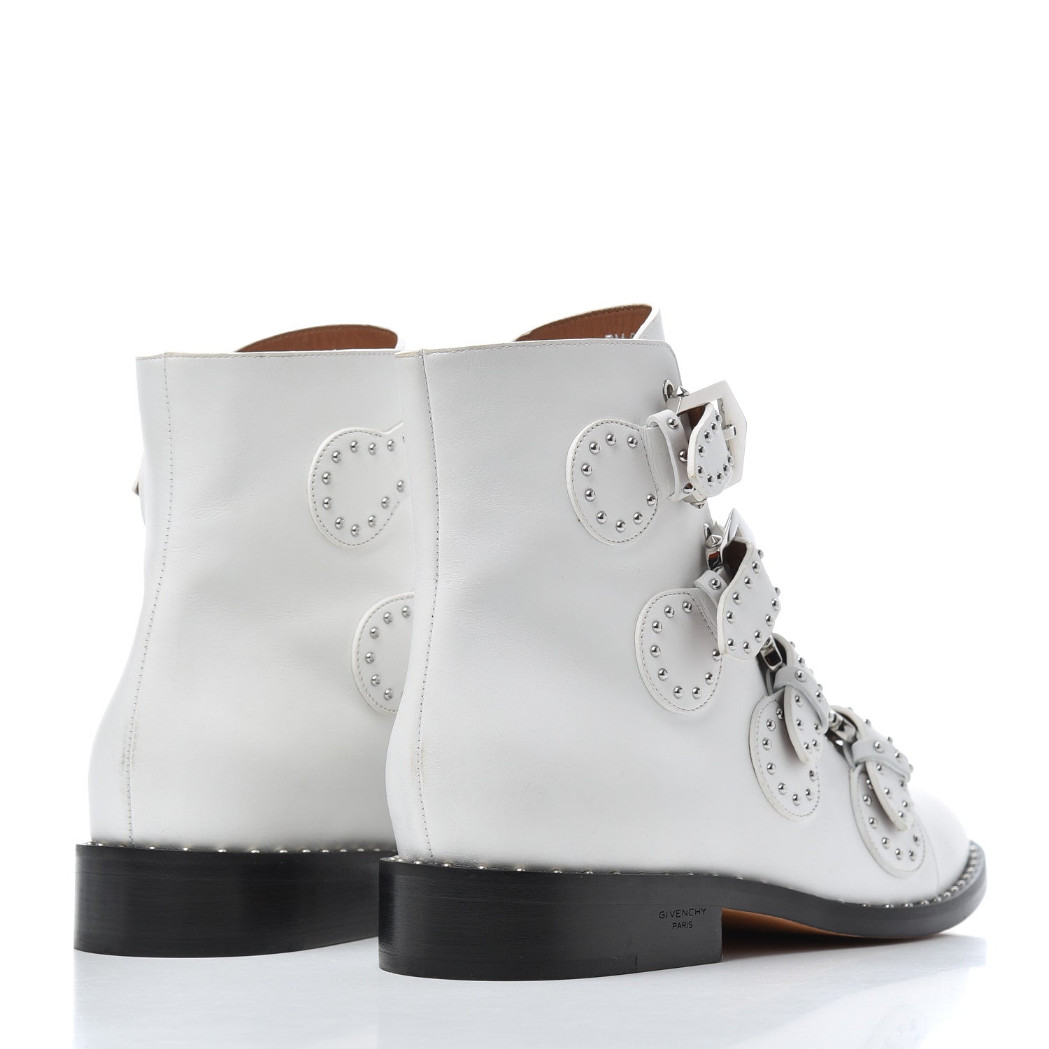 Givenchy Calfskin Studded Prue Buckle Booties 38 White 4 of 11