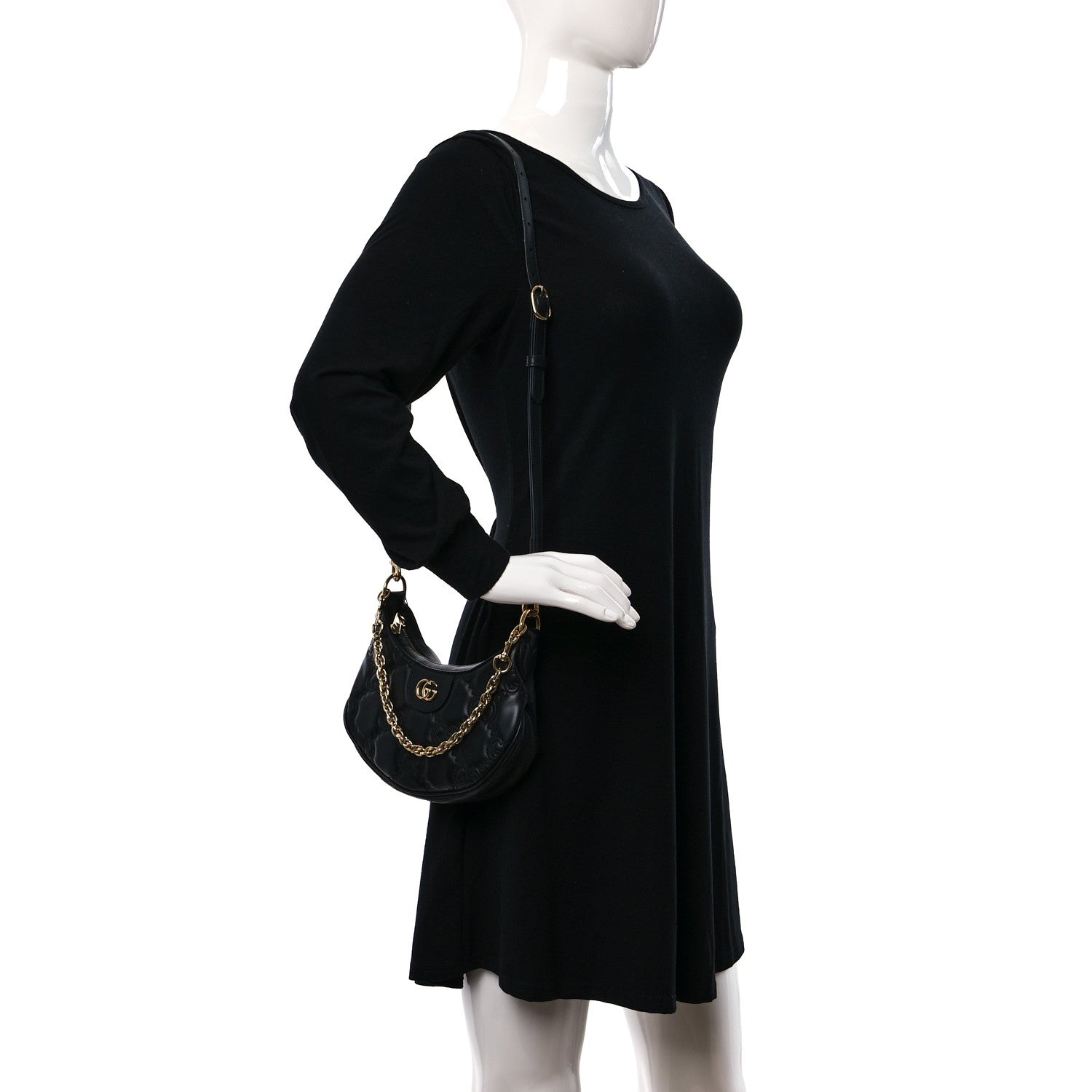Gucci Calfskin GG Matelasse Mini Hobo Shoulder Bag Black 2 of 10
