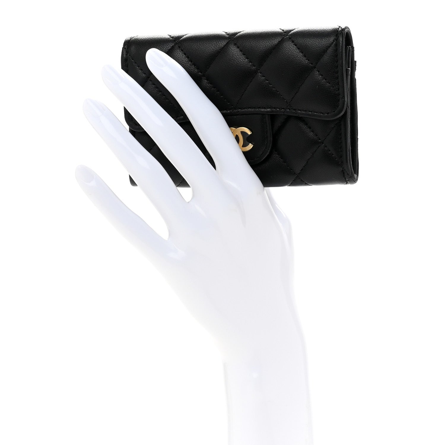 Chanel Lambskin Quilted Flap Card Holder Wallet Black 2 of 10