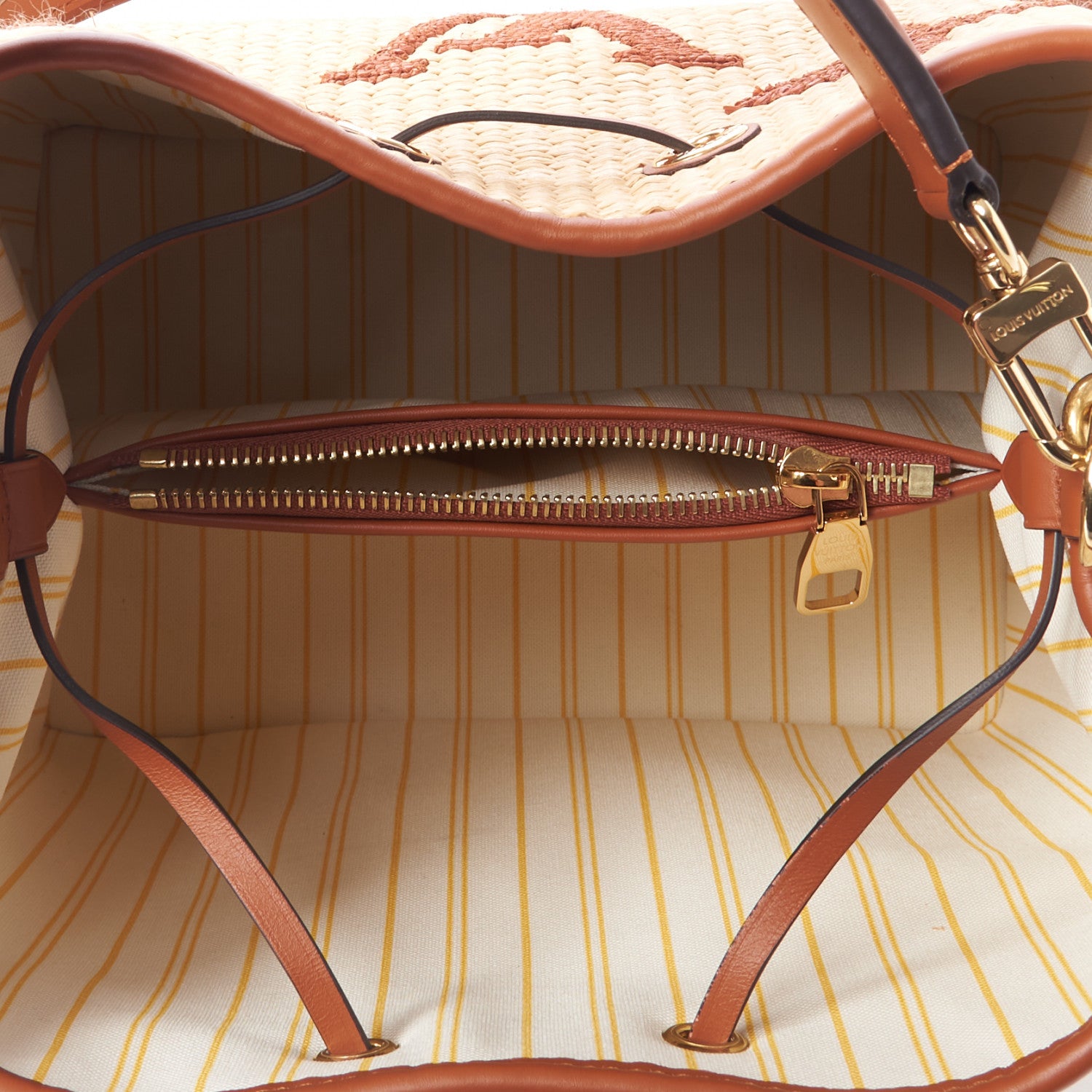Louis Vuitton Raffia Calfskin Monogram Neonoe MM Tan 7 of 8