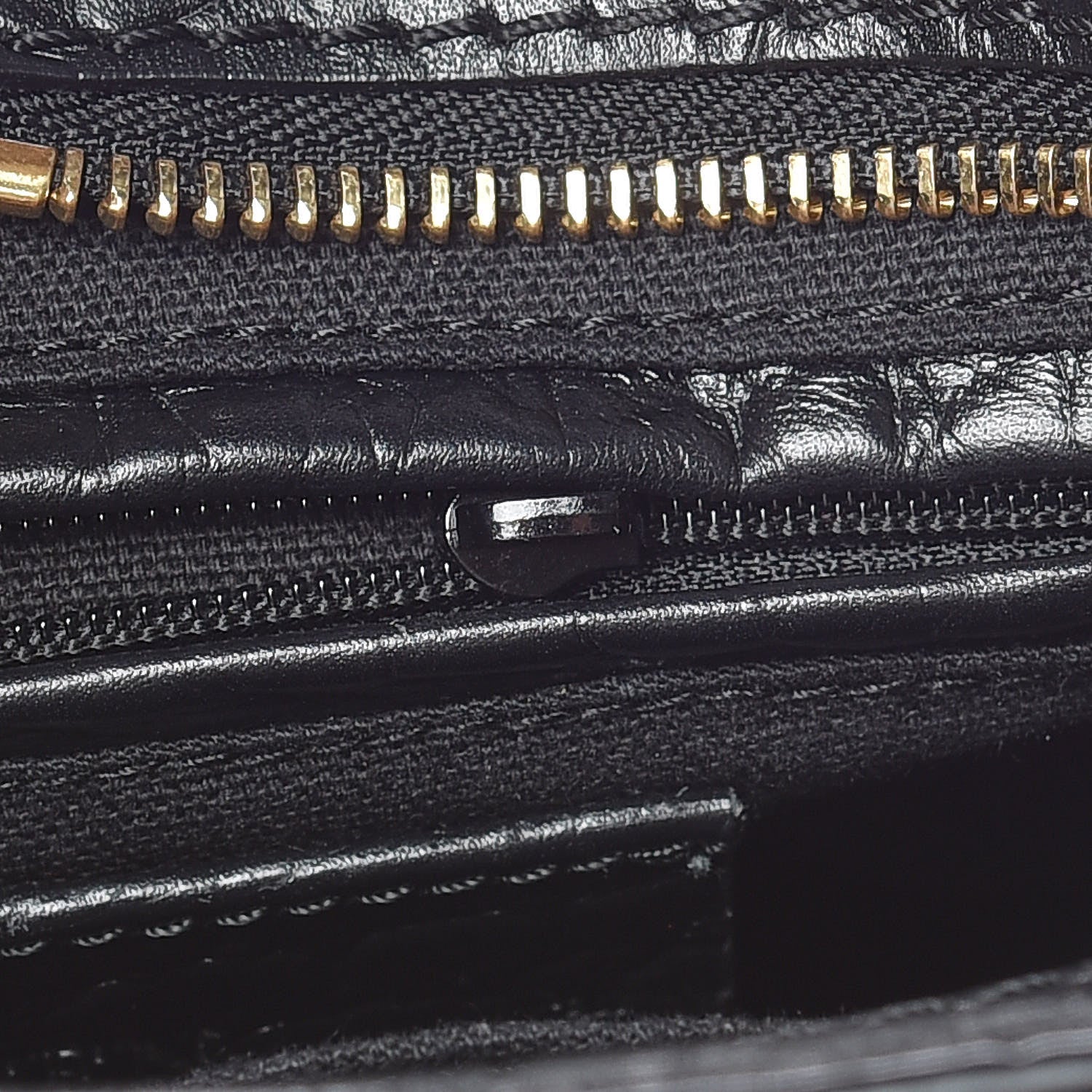 Alexander McQueen Calfskin Crocodile Embossed Mini Skull Padlock Zip Around Tote Black 10 of 13