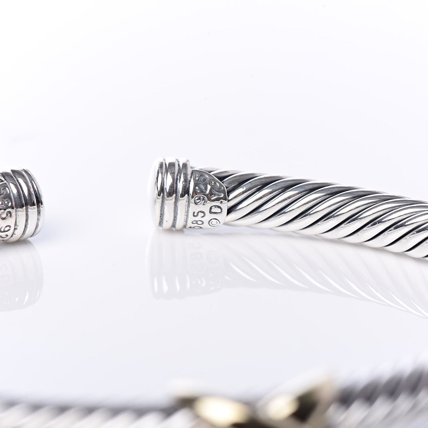 Sterling Silver 14K Yellow Gold 5mm X Station Cable Bracelet