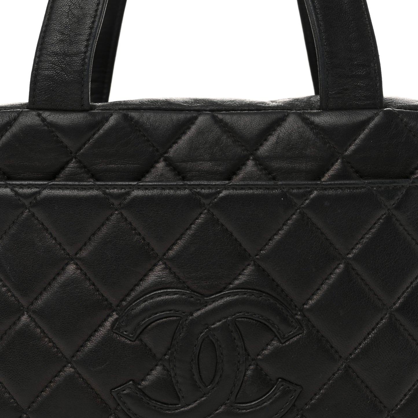 Lambskin Quilted CC Pocket Tote Black