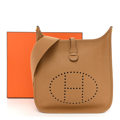 Hermes Taurillon Clemence Evelyne III PM Biscuit 10 of 10