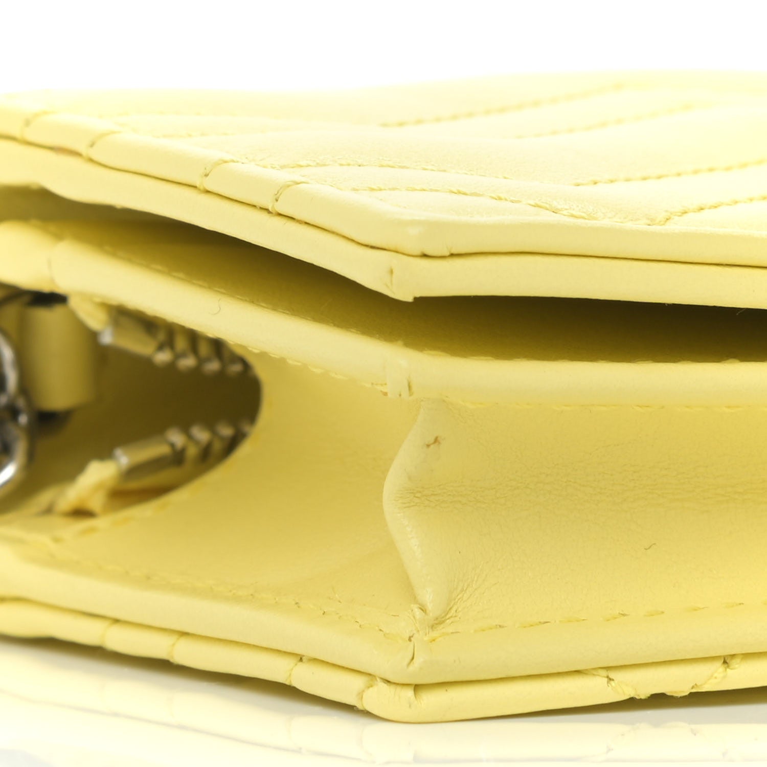 Gucci Calfskin Matelasse GG Marmont Mini Wallet On Chain Banana 6 of 9