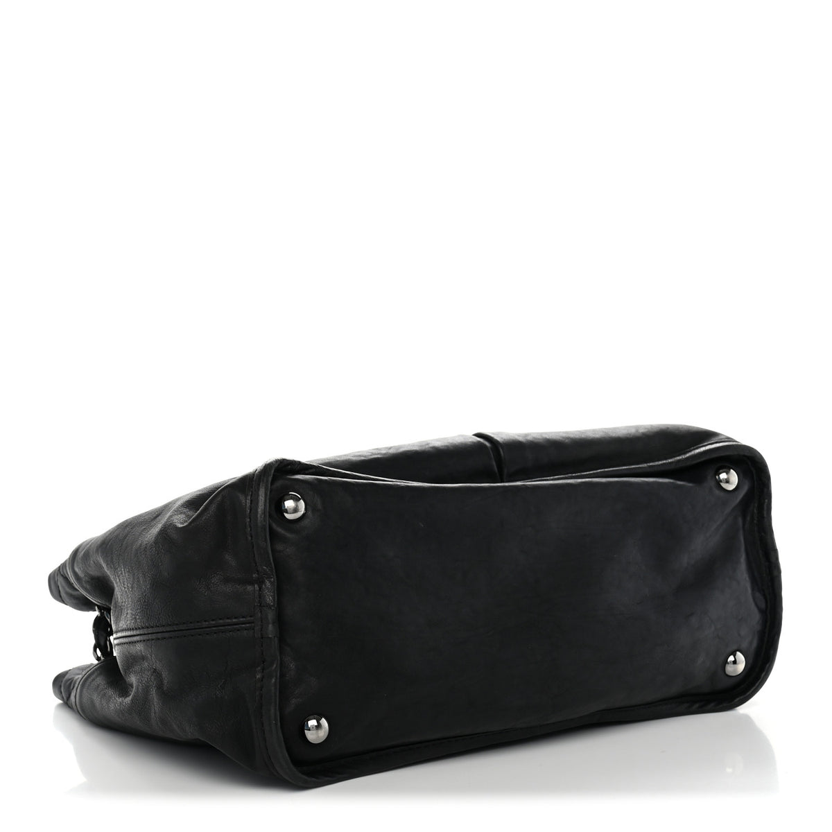 Washed Lambskin Natural Beauty Tote  Black