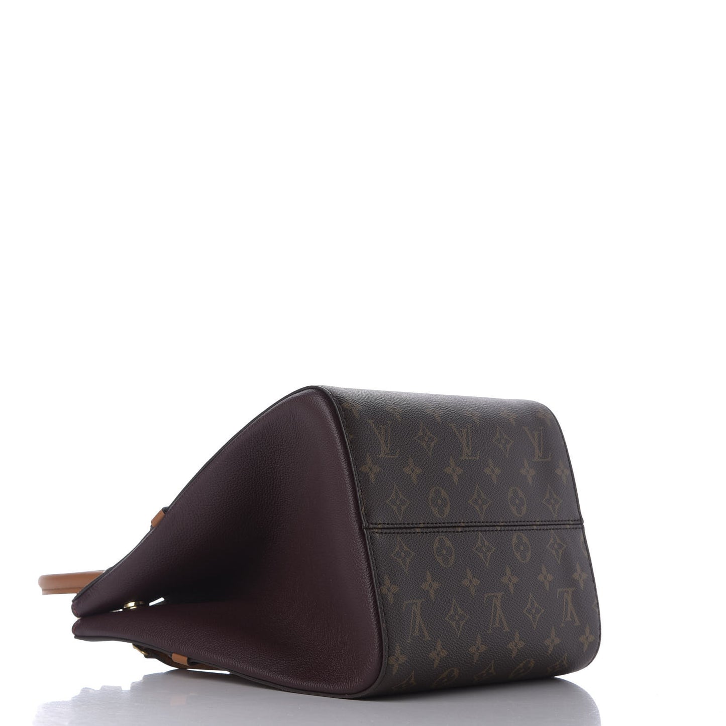 Calfskin Monogram Fold Tote MM Black Wine Cream