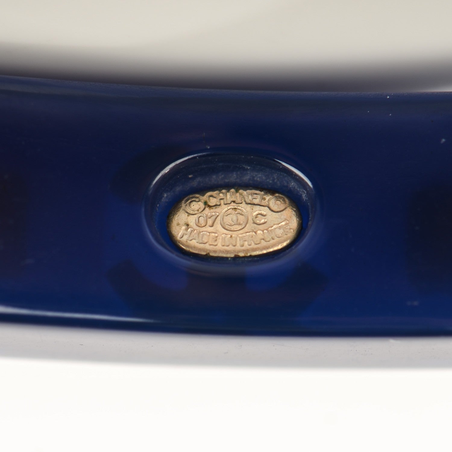 Chanel Resin Crystal Baguette CC Bangle Dark Blue 5 of 6