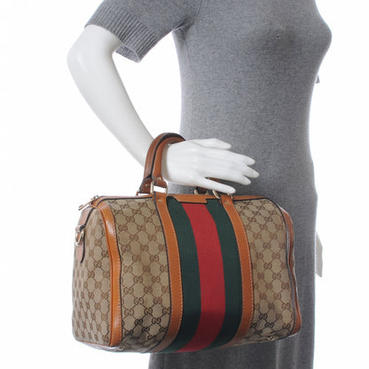 Gucci Monogram Vintage Web Medium Boston Tan 2 of 11