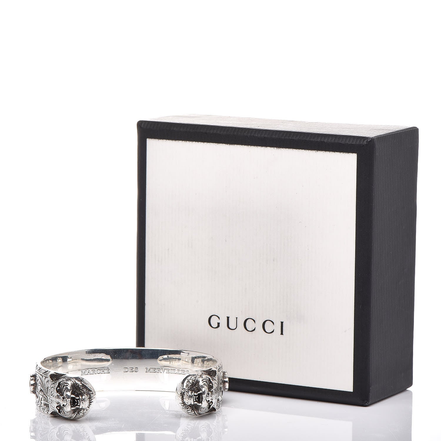 Gucci Sterling Silver Crystal Le Marche Des Merveilles Tiger Cuff Bracelet Orange 6 of 6