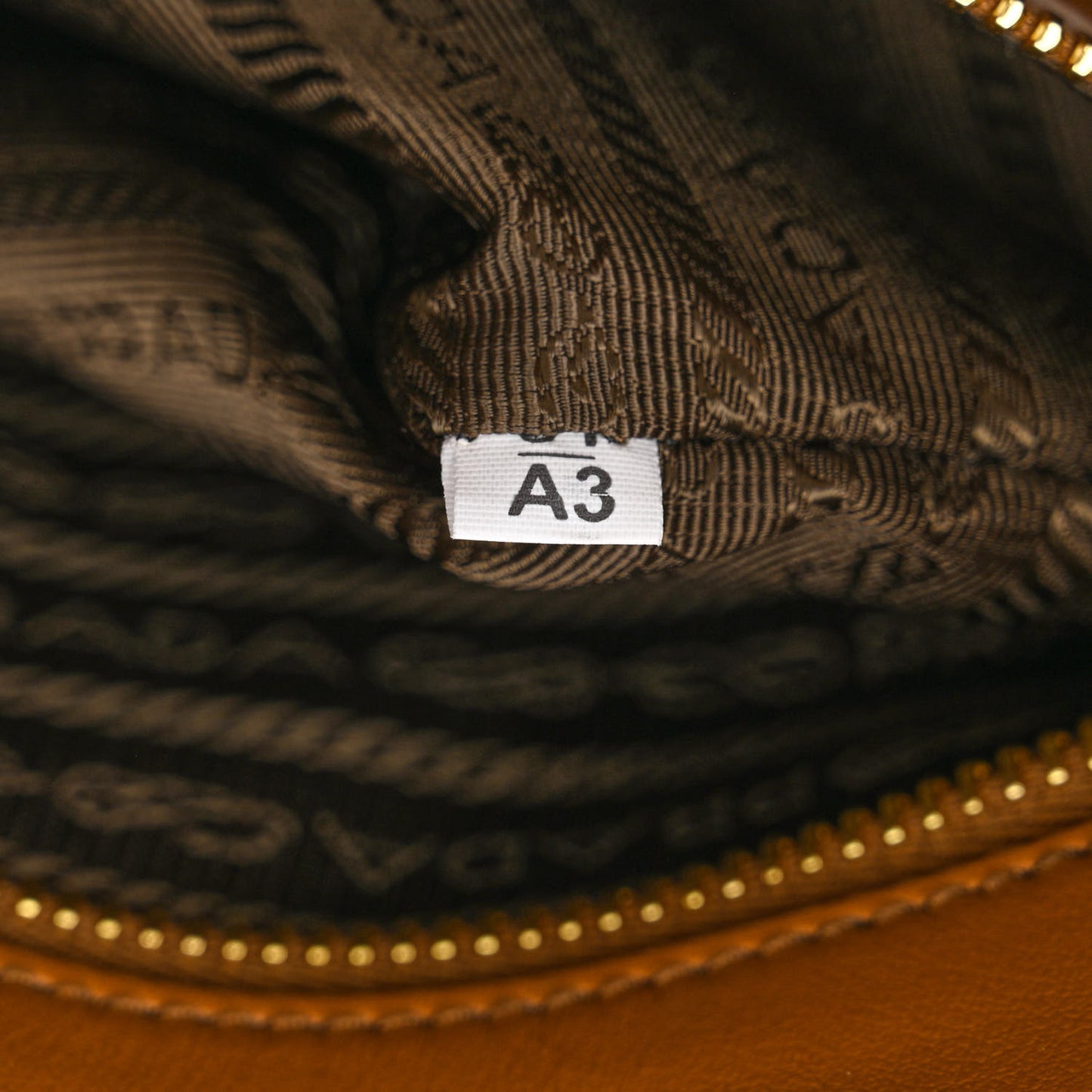 Jacquard Saffiano Triangolo Symbole Embroidered Small Tote Tobacco Talco