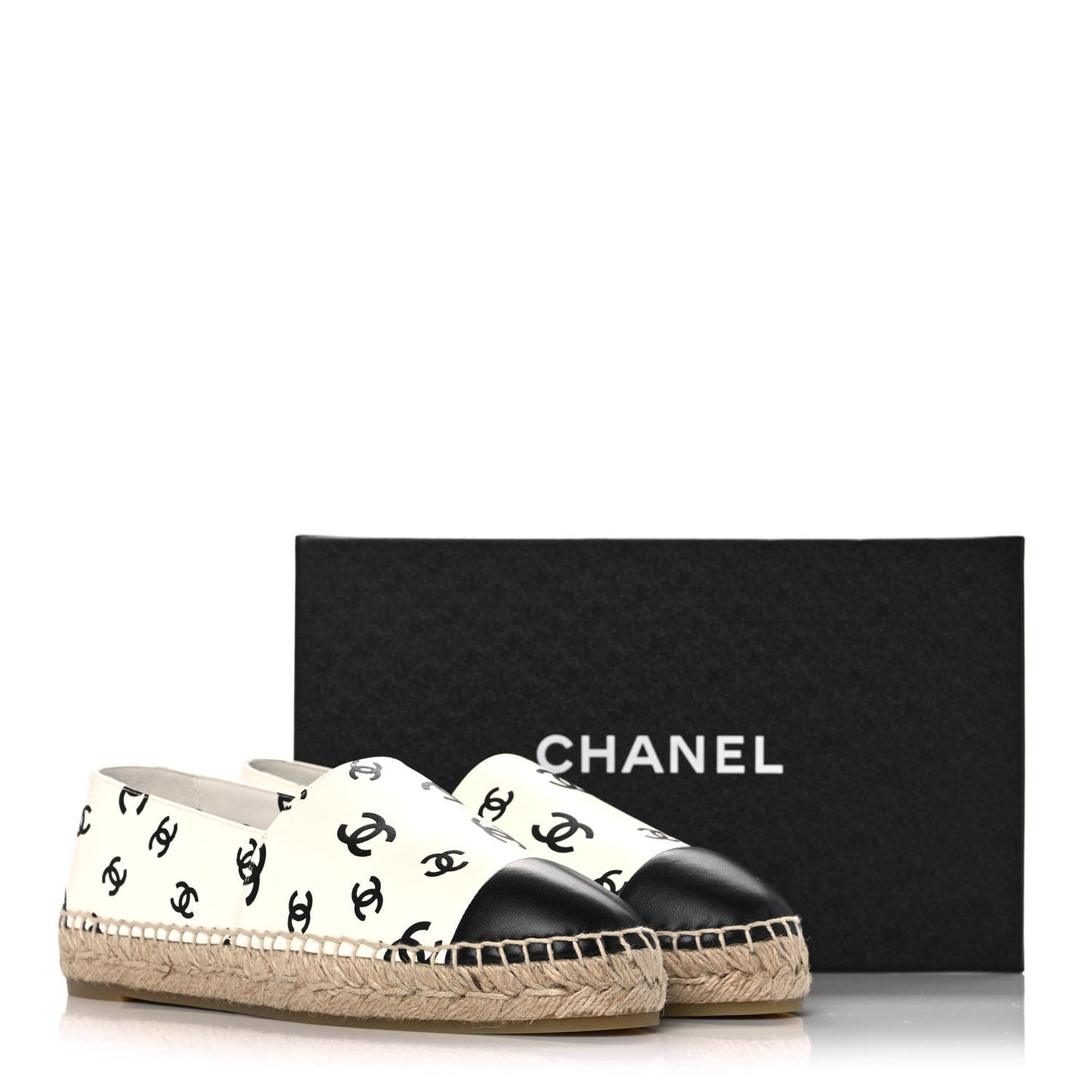 Lambskin Printed CC Espadrilles 41 White Black
