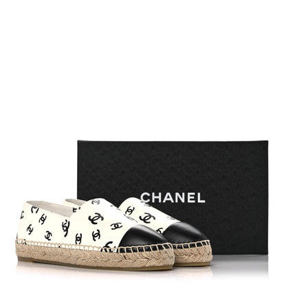 Chanel Lambskin Printed CC Espadrilles 41 White Black 10 of 10