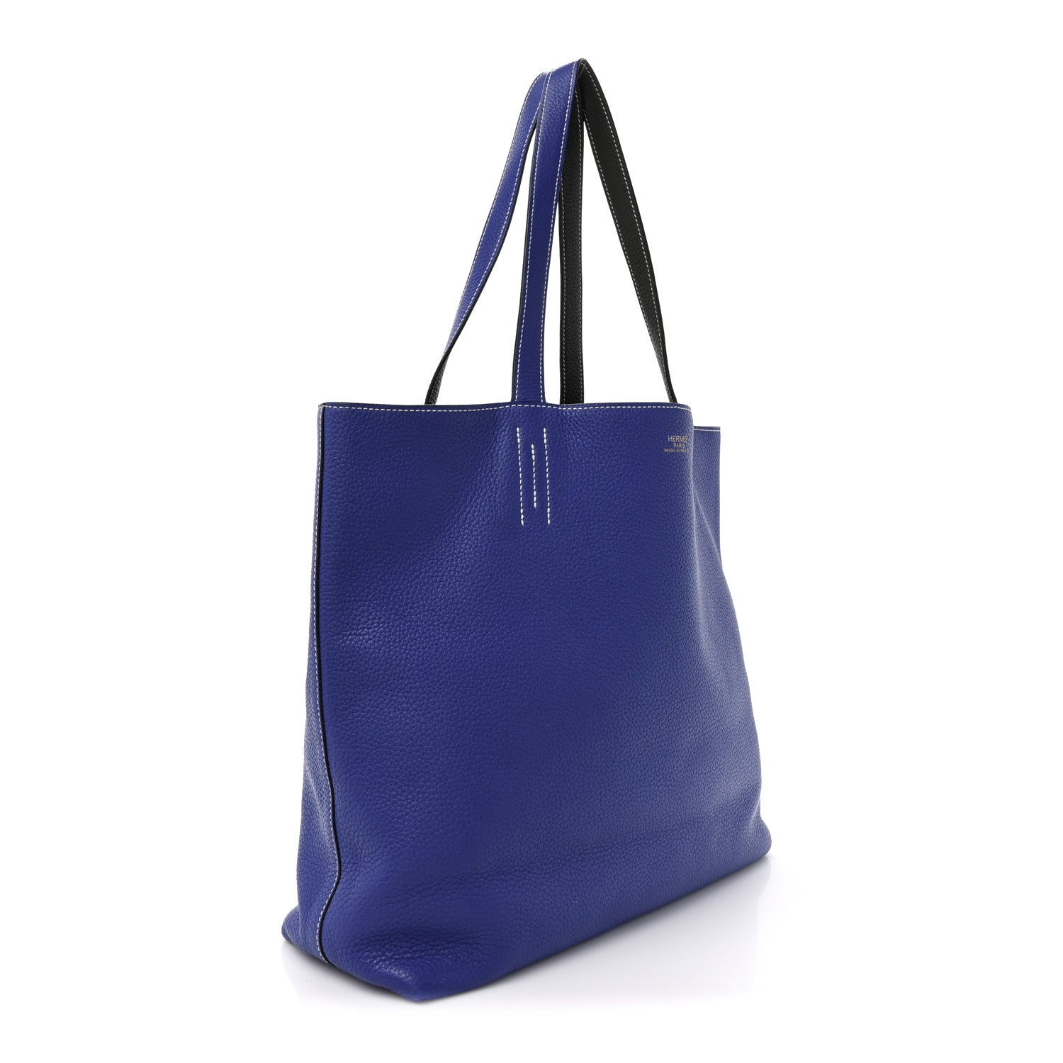 Hermes Taurillon Clemence Double Sens 36 Reversible Tote Graphite Bleu Electrique 4 of 15