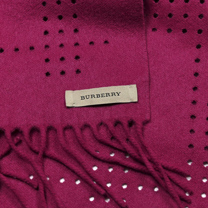 Burberry Cashmere Wool Perforated Scarf Fuchsia 4 of 4