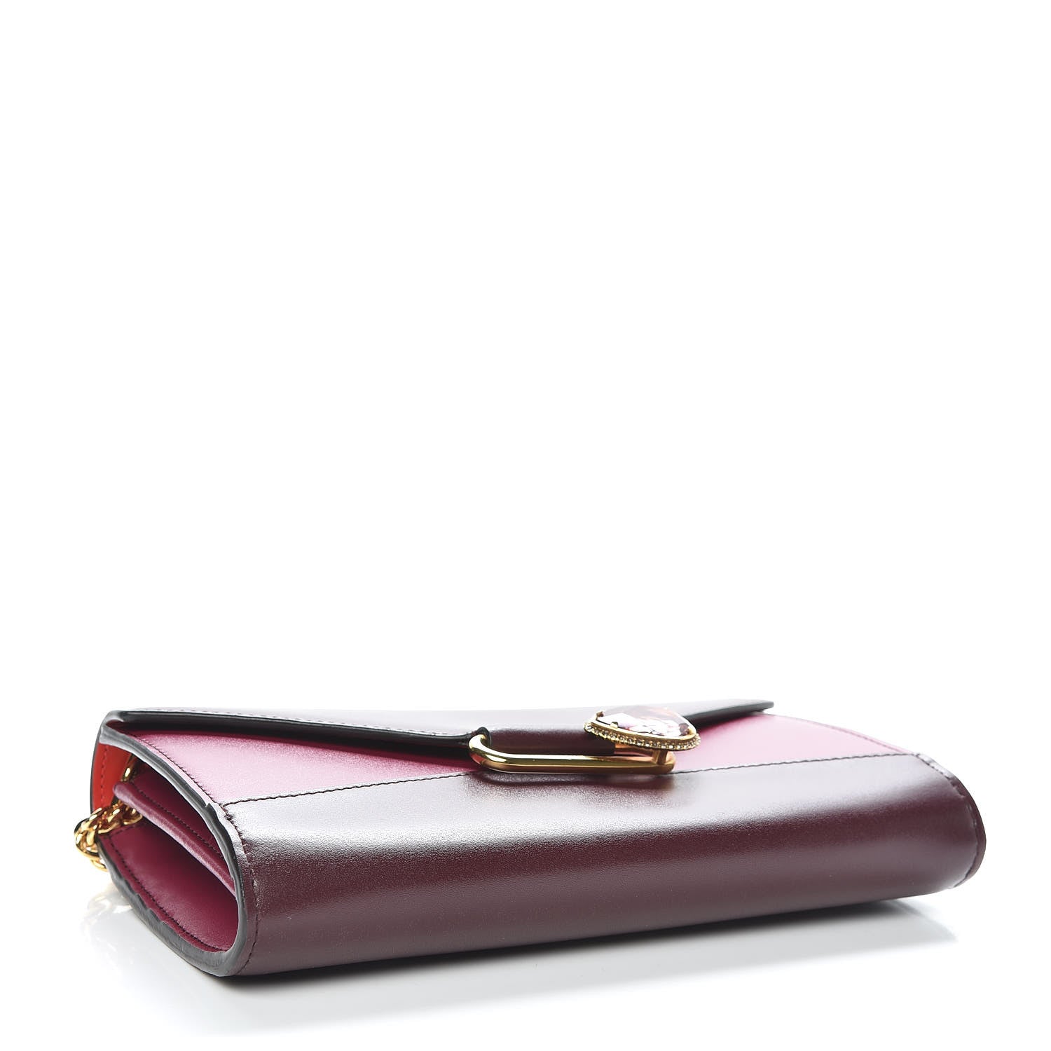 Alexander McQueen Calfskin Crystal Pin Envelope Wallet On Chain Red 4 of 9