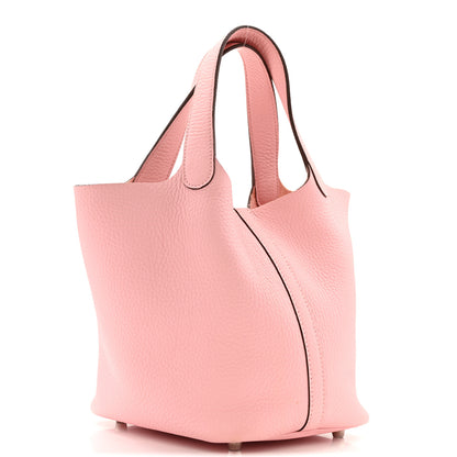 Hermes Taurillon Clemence Picotin Lock 18 PM Rose Sakura 3 of 14
