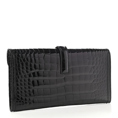 Hermes Shiny Alligator Jige Elan 29 Clutch Black 3 of 7