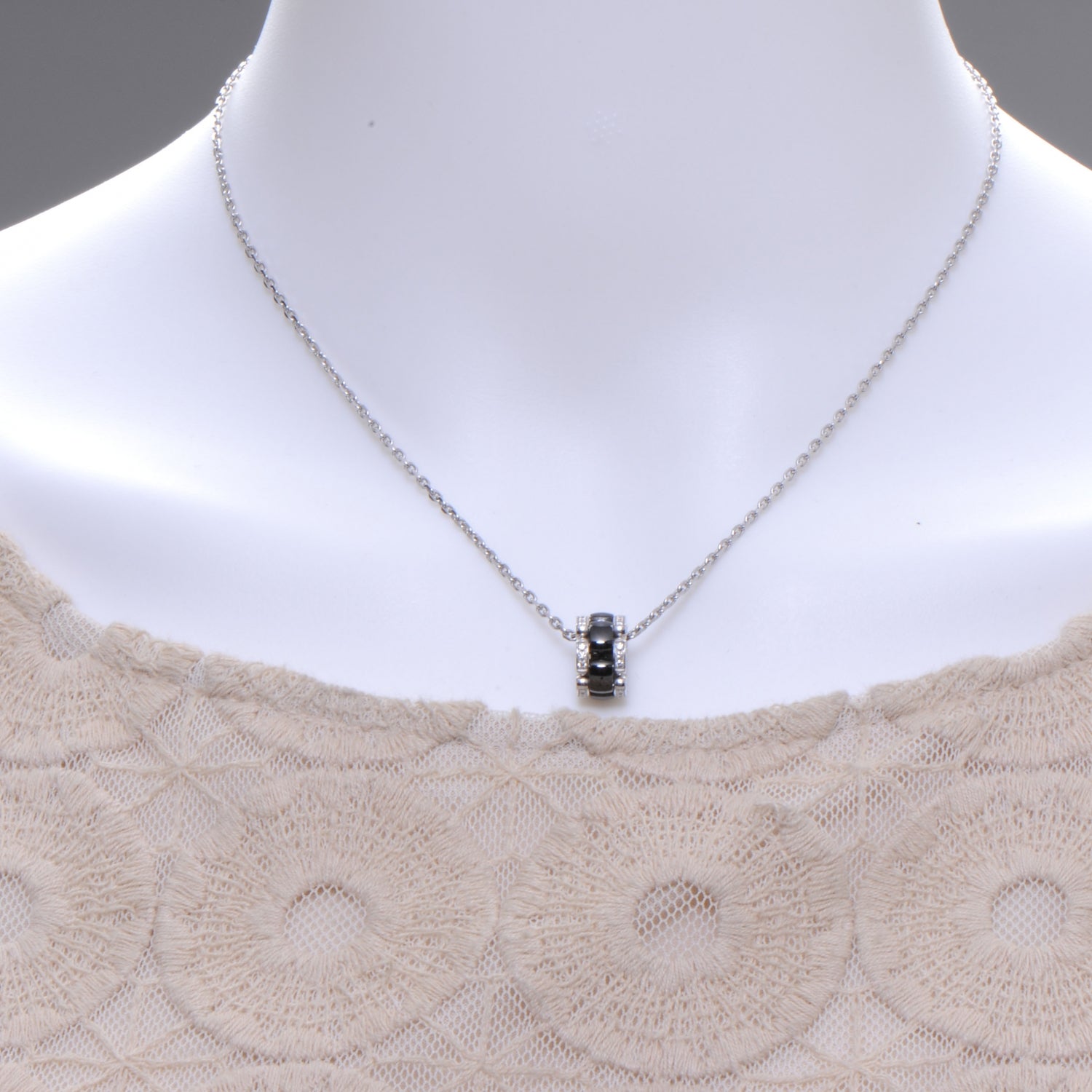 Chanel 18k White Gold Diamond Ceramic Ultra Necklace Black 2 of 6