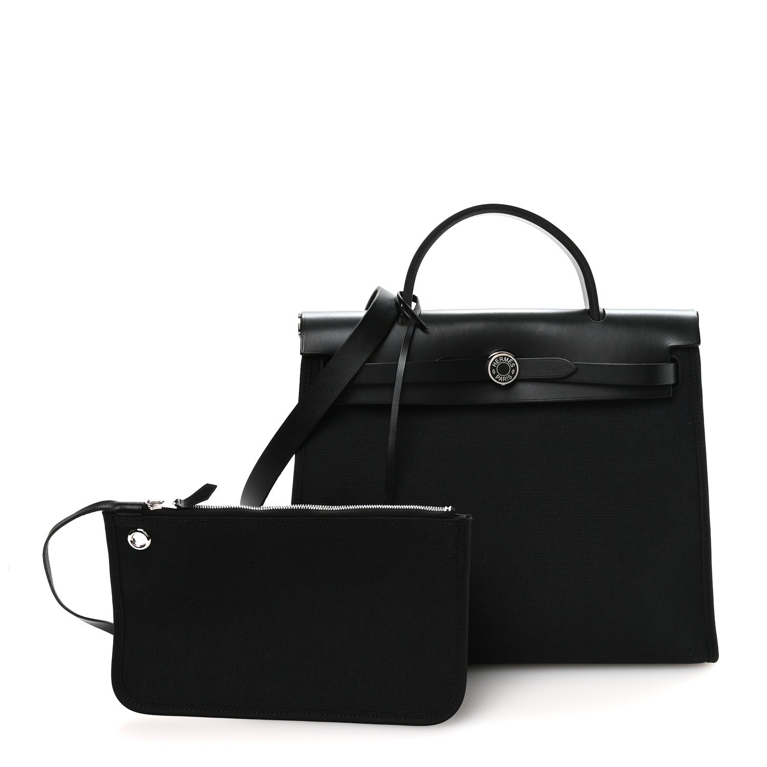 Hermes Military Toile Vache Hunter Herbag Zip PM 31 Black 3 of 12