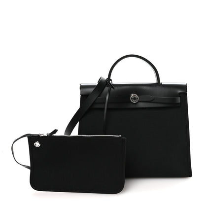 Hermes Military Toile Vache Hunter Herbag Zip PM 31 Black 3 of 12