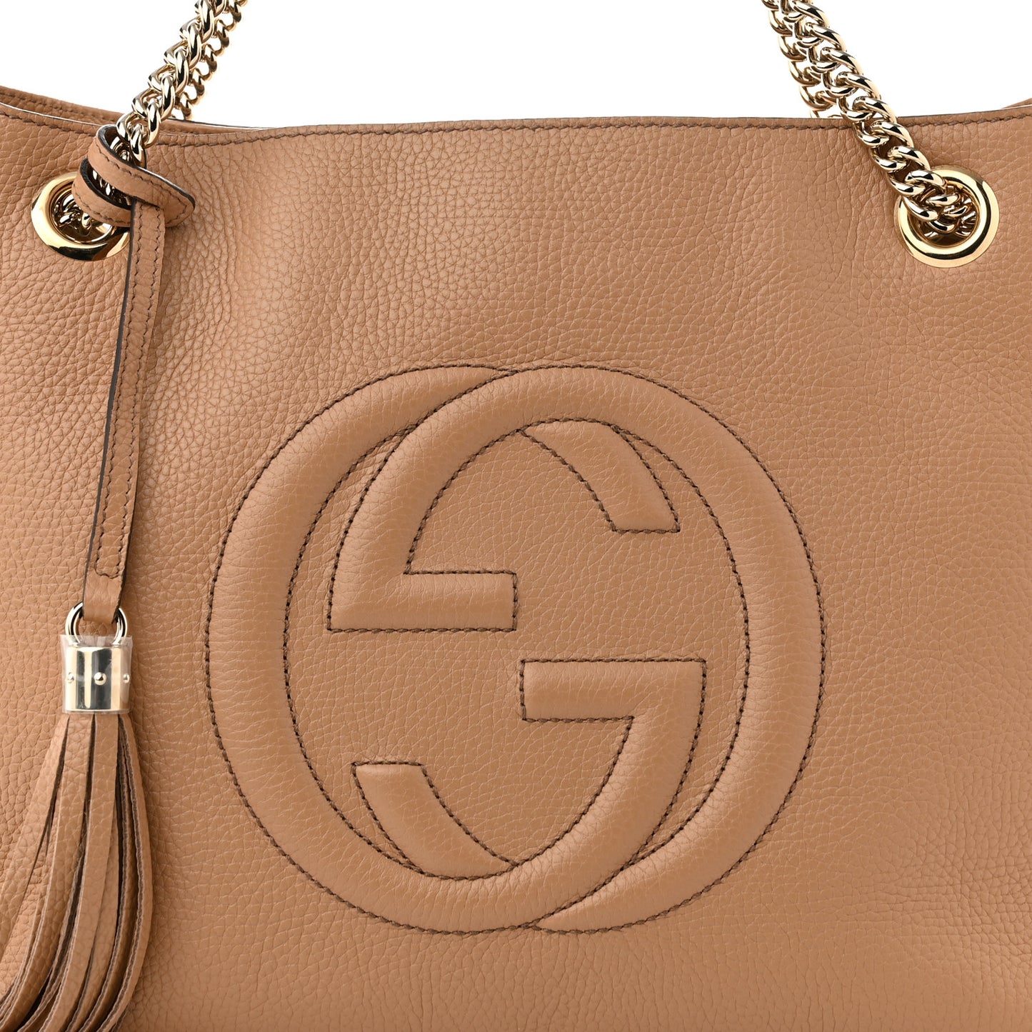 Pebbled Calfskin Medium Soho Chain Shoulder Bag Camelia