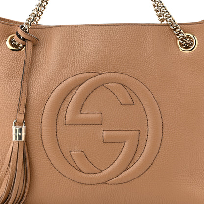 Gucci Pebbled Calfskin Medium Soho Chain Shoulder Bag Camelia 8 of 10