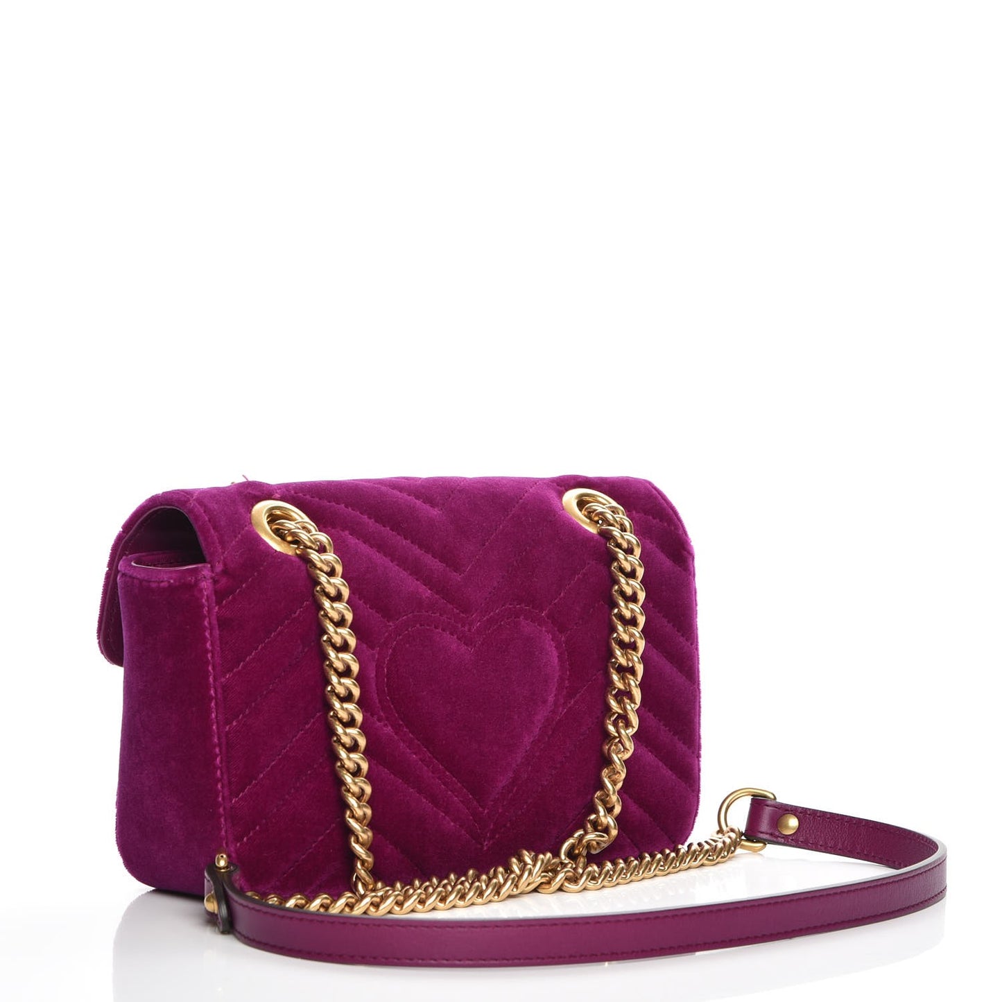 Velvet Matelasse Mini GG Marmont Shoulder Bag Fuchsia Violet Cyclamen