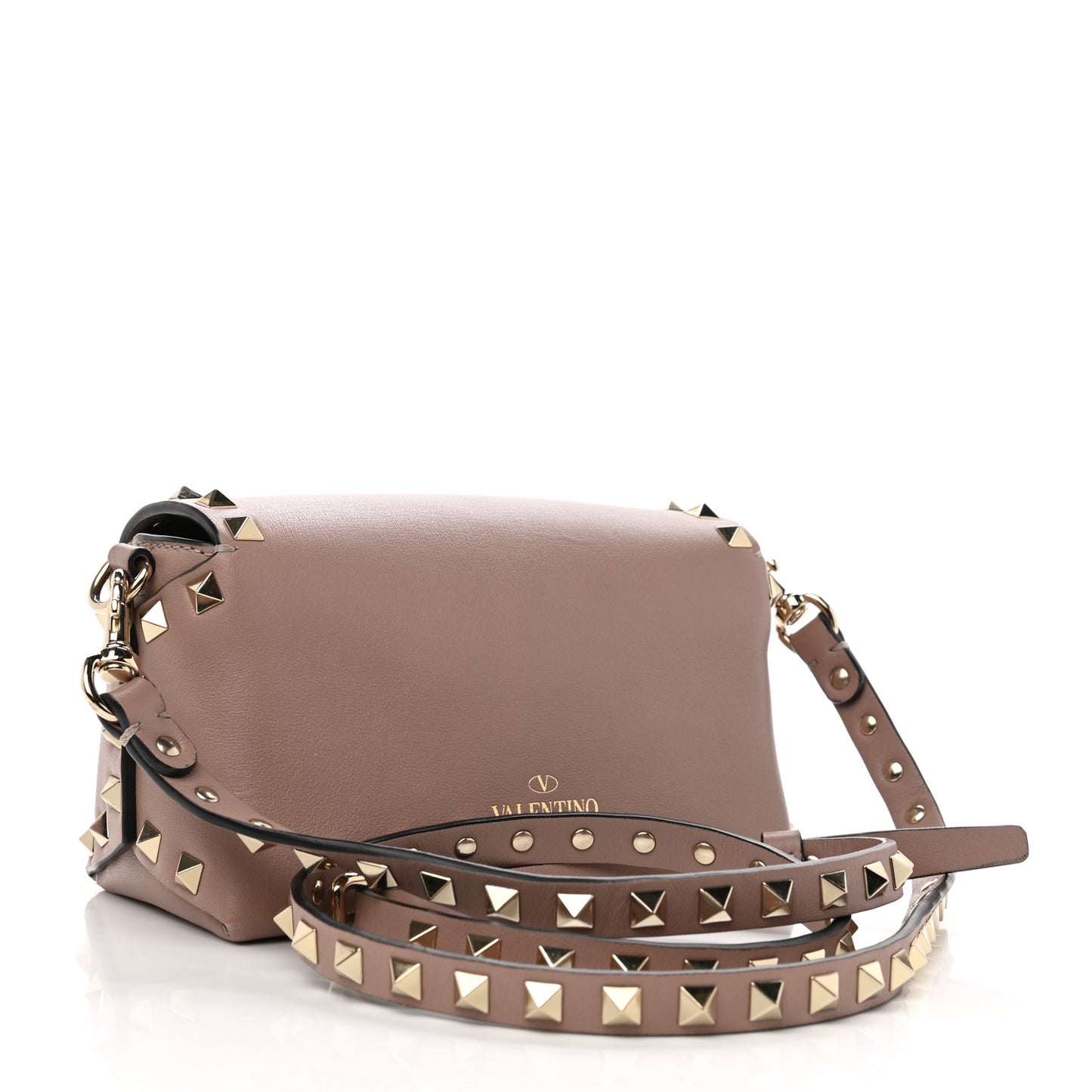 Calfskin Mini Rockstud Crossbody Bag Poudre