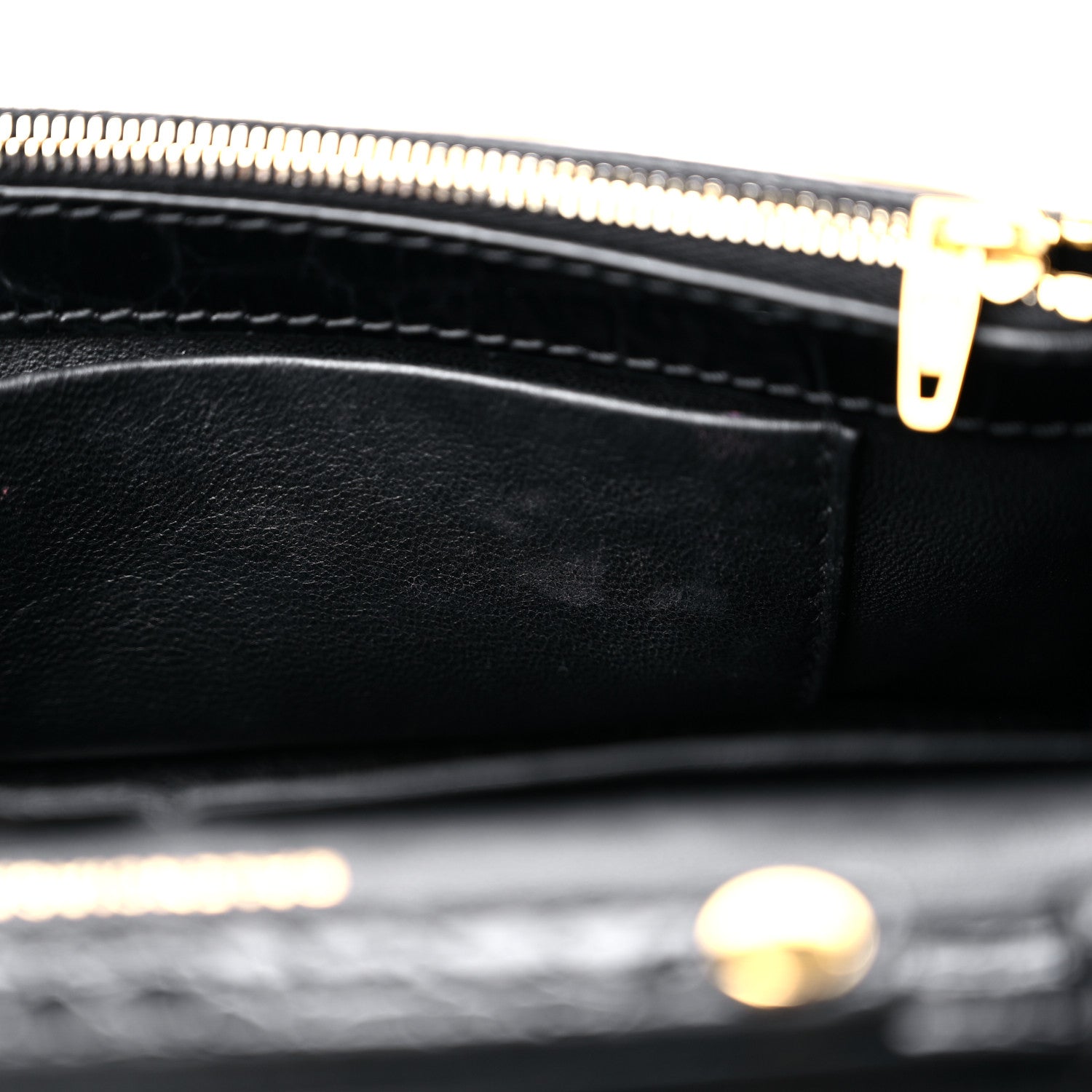 Balenciaga Shiny Calfskin Crocodile Embossed Hourglass Chain Bag Black 10 of 10