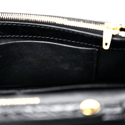Balenciaga Shiny Calfskin Crocodile Embossed Hourglass Chain Bag Black 10 of 10