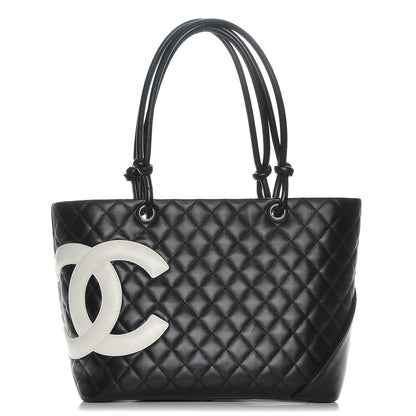 Chanel Calfskin Quilted Large Cambon Tote Black White 1 of 8