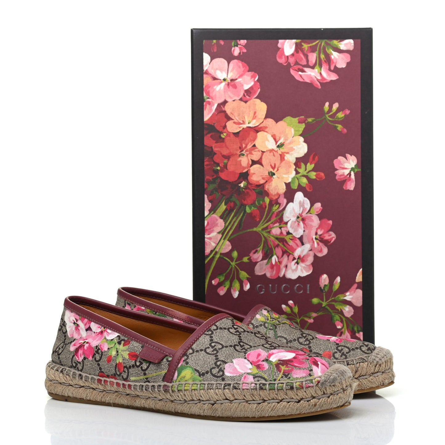 GG Supreme Monogram Blooms Espadrilles 38.5 Beige Multicolor Dry Rose