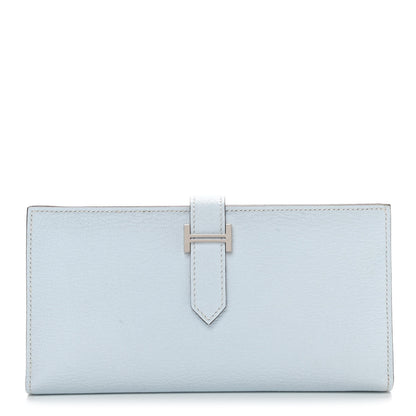 Hermes Chevre Mysore Bearn Gusset Wallet Bleu Brume 1 of 8